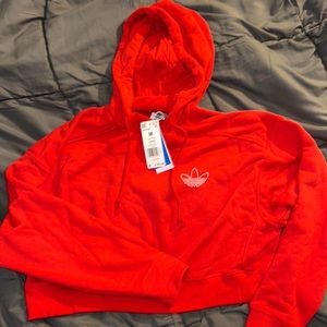 Red adidas cropped hoodie